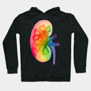 Watercolor Rainbow Kidney (dark) Hoodie